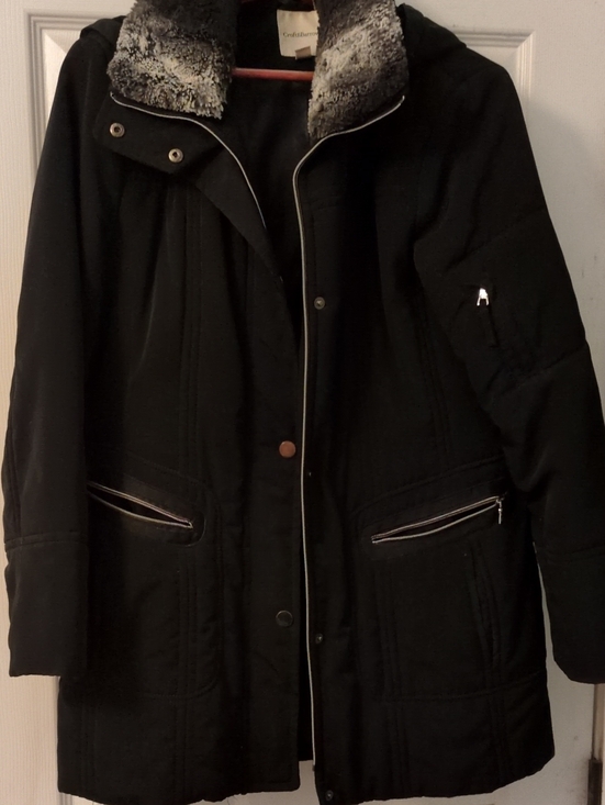 croft & barrow Jackets & Blazers - Black Women's Parka Coat with Faux Fur Collar